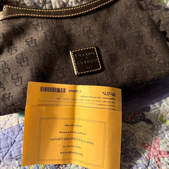 Dooney & Bourk HP724 Signature Black Canvas Leather Mini East West Slouch Bag - Picture 7 of 7